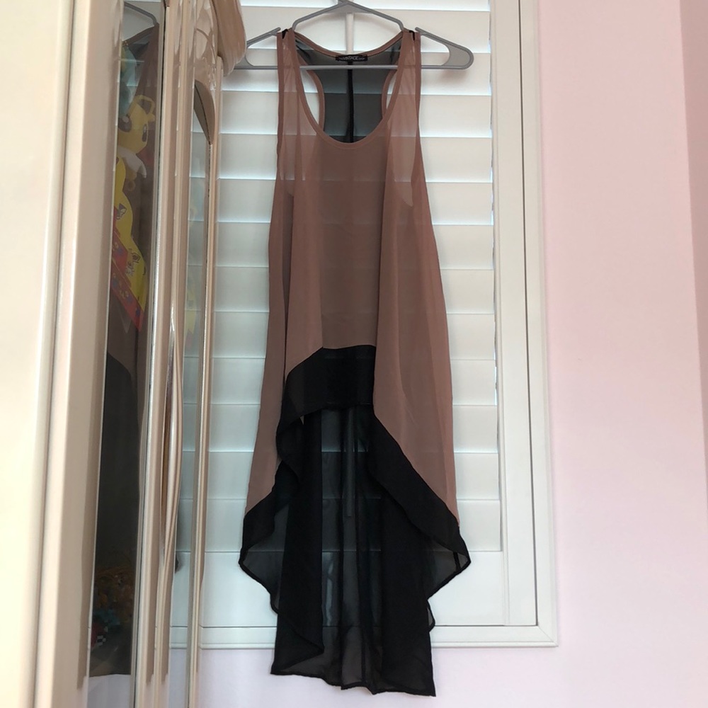 High low two tone chiffon top